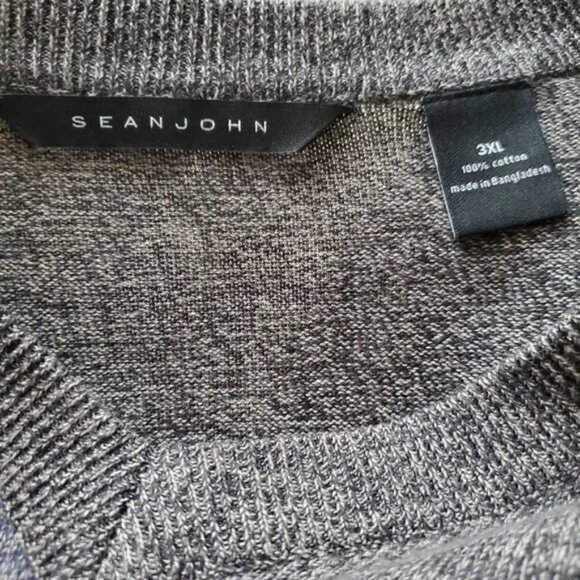 Sean John Gray Cream Block V-Neck Color Block Long Sleeve Sweater SZ 3XL - Picture 6 of 8